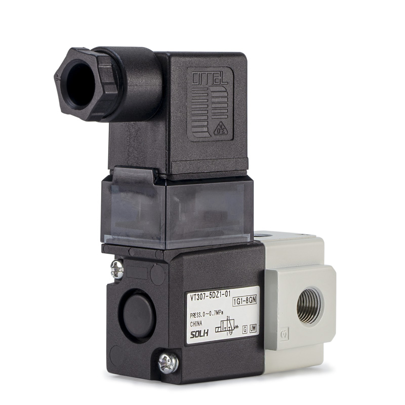 VT307 3portový solenoidový ventil/typ s přímočarým talířem